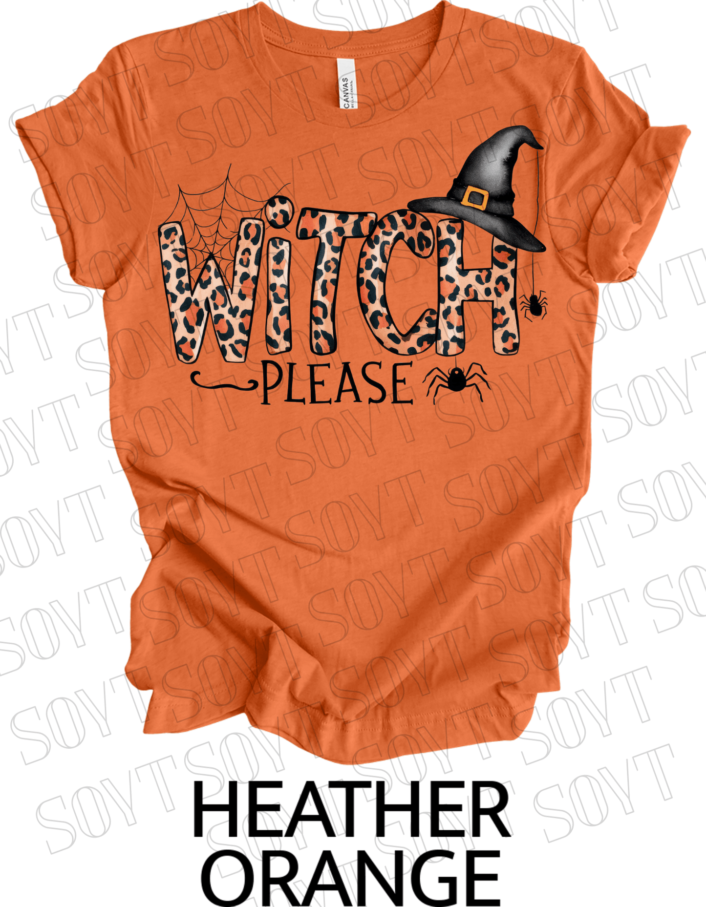 Witch, Please T-Shirt – Leopard Print Halloween Graphic Tee - Festive Apparel StoreHeather Orange