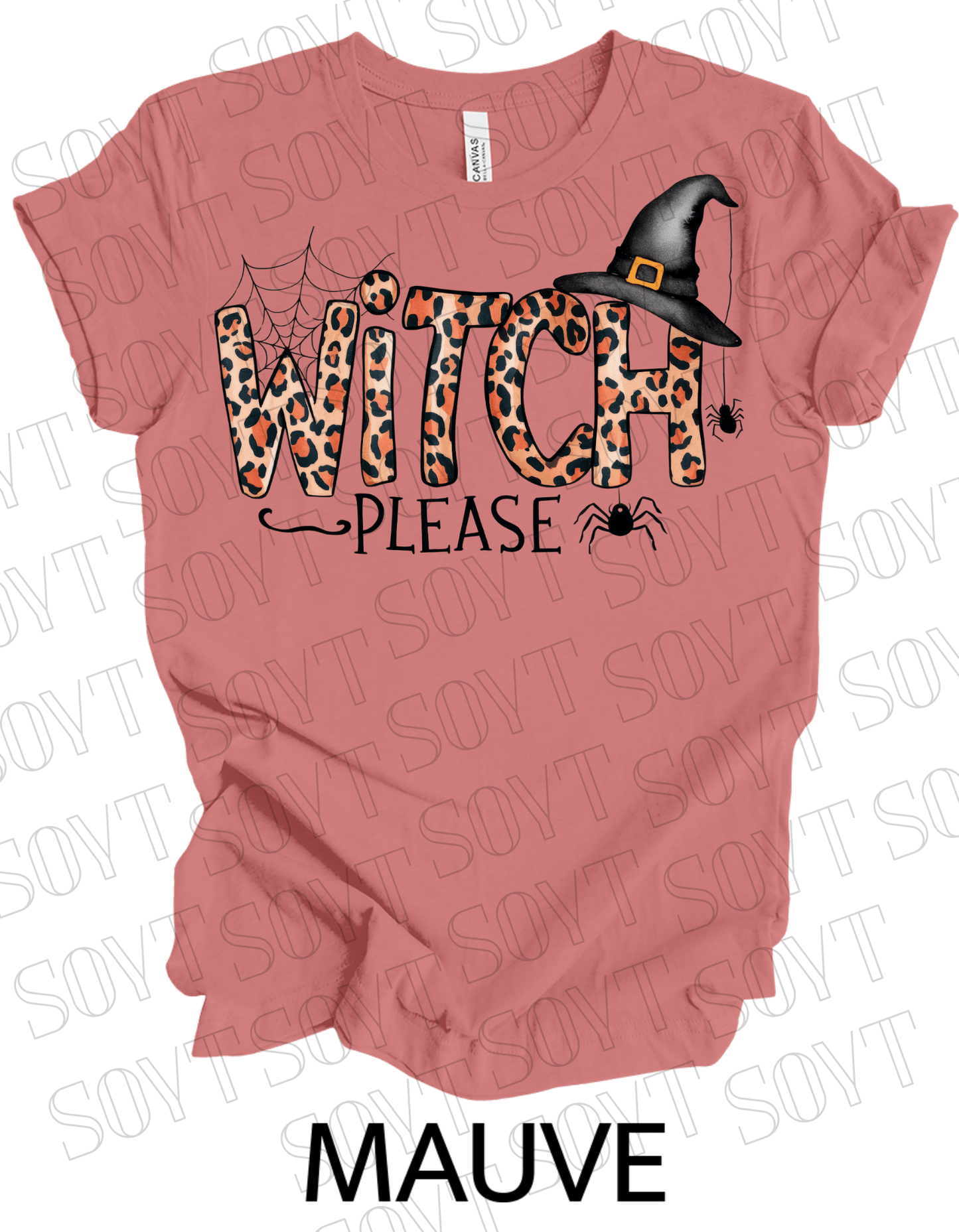 Witch, Please T-Shirt – Leopard Print Halloween Graphic Tee - Festive Apparel StoreMauve