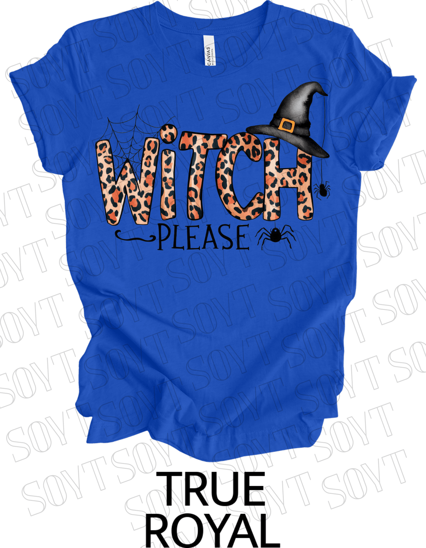 Witch, Please T-Shirt – Leopard Print Halloween Graphic Tee - Festive Apparel StoreRoyal Blue