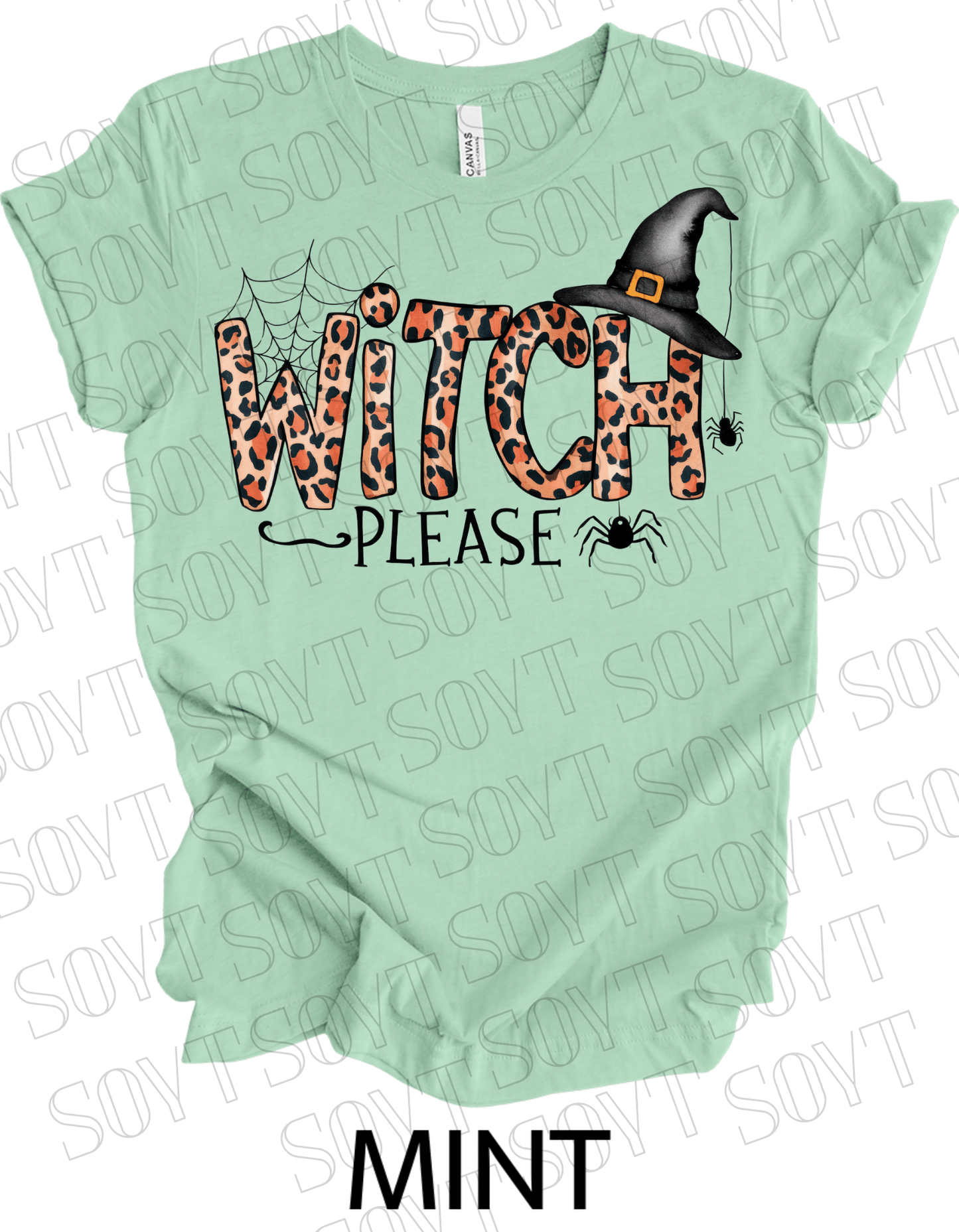 Witch, Please T-Shirt – Leopard Print Halloween Graphic Tee - Festive Apparel StoreMint