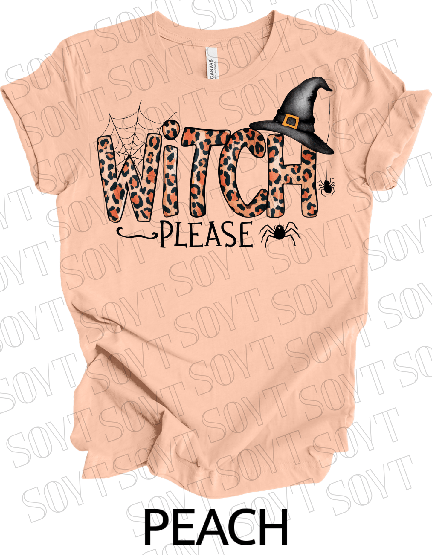 Witch, Please T-Shirt – Leopard Print Halloween Graphic Tee - Festive Apparel StorePeach