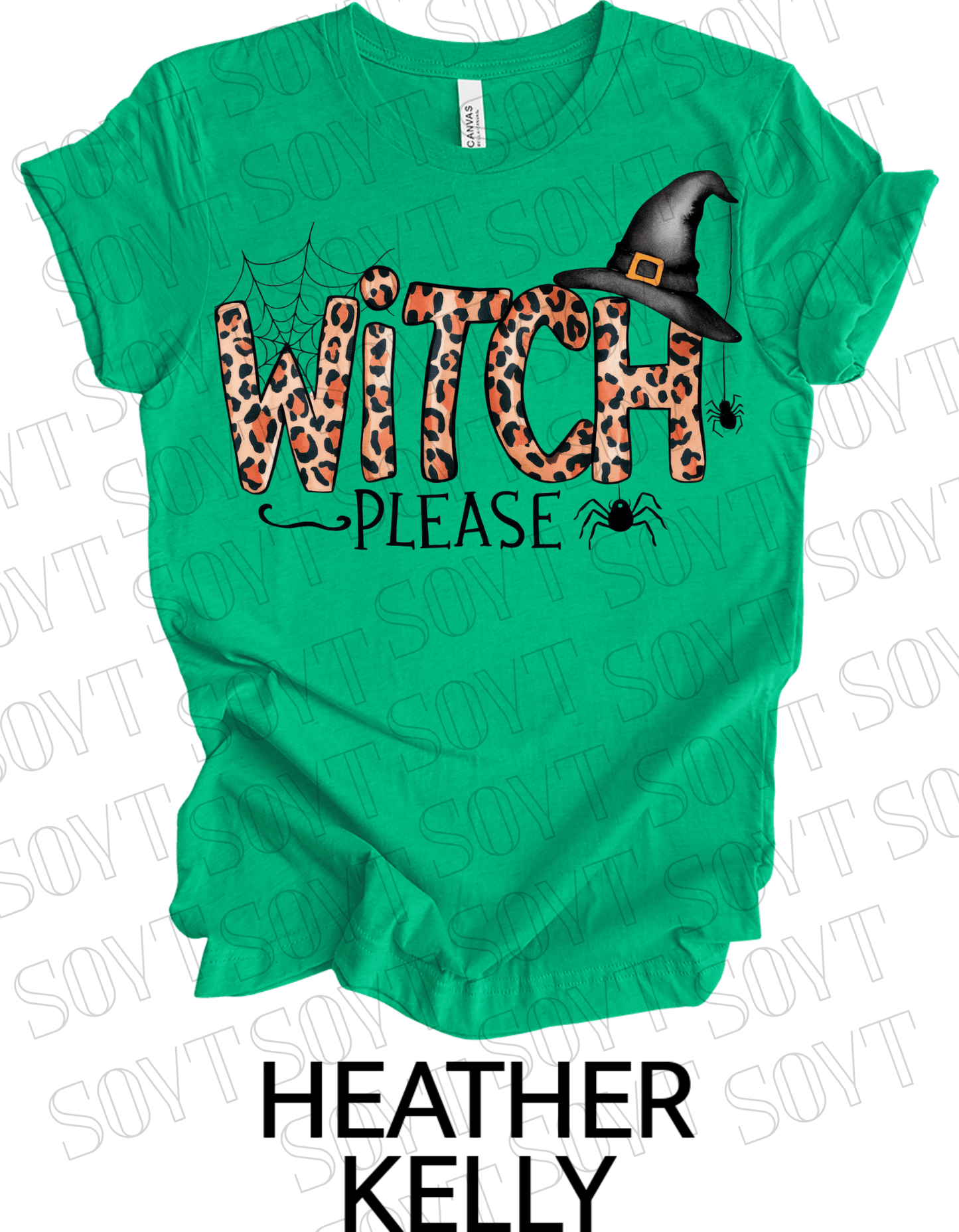Witch, Please T-Shirt – Leopard Print Halloween Graphic Tee - Festive Apparel StoreHeather Kelly Green