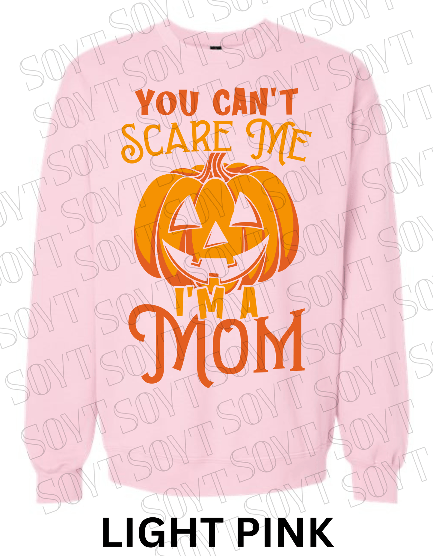 "You Can’t Scare Me, I’m a Mom" Halloween Sweatshirt – Funny Pumpkin Fall Fleece for Moms - Festive Apparel StoreLight Pink