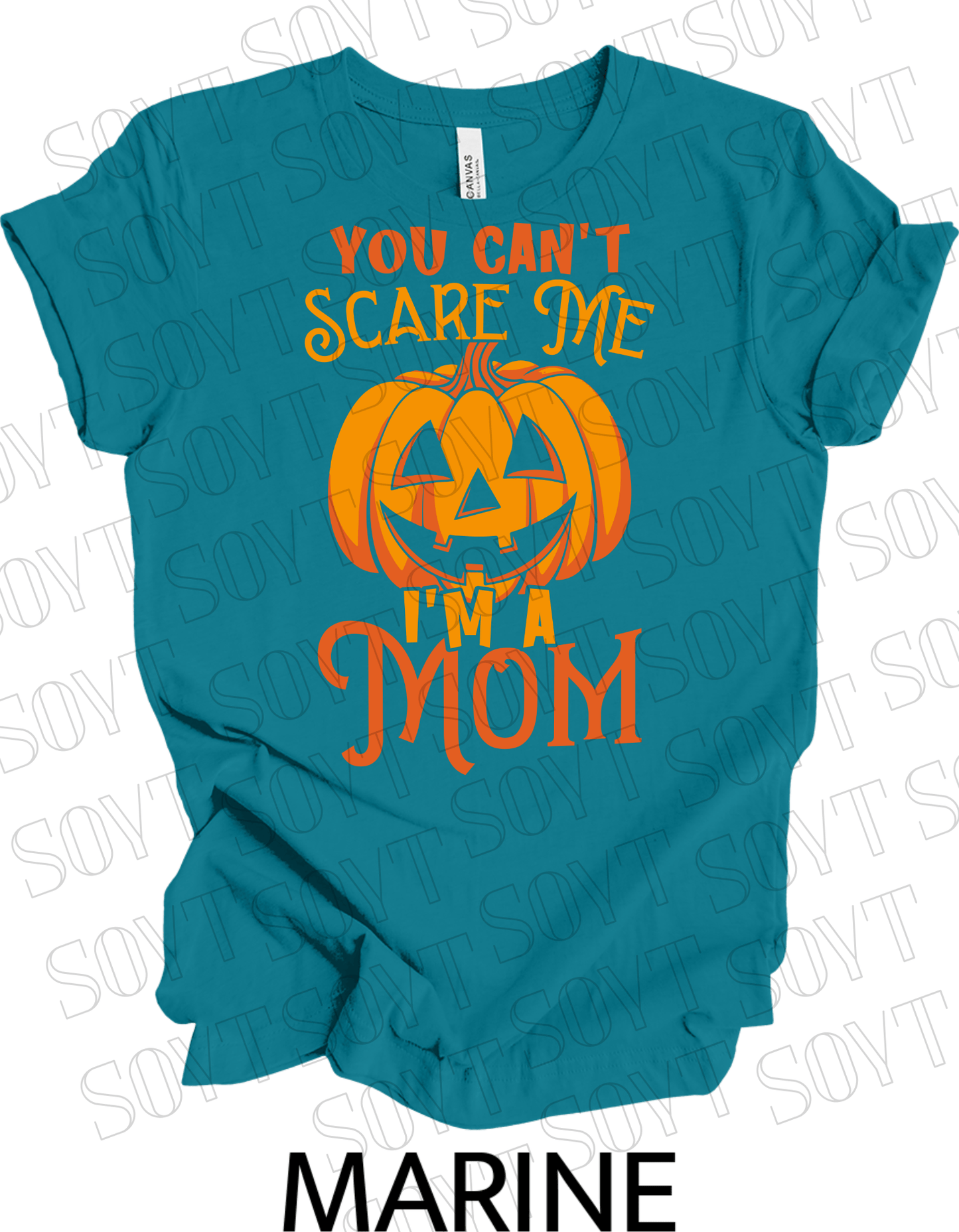 "You Can't Scare Me, I'm a Mom" Halloween T-Shirt – Funny Pumpkin Graphic Tee for Strong Moms - Festive Apparel StoreMarine