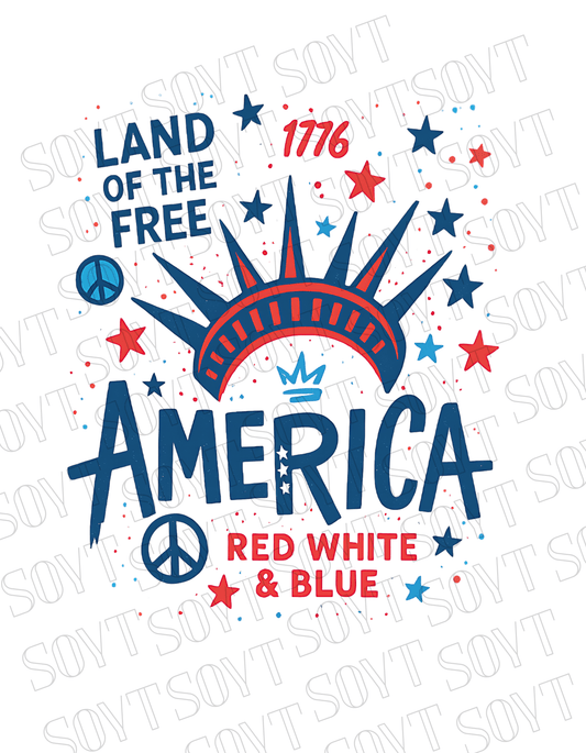 1776 Liberty Crown America T-Shirt – Land of the Free Red White & Blue Tee | Made in USA - Festive Apparel StoreWhite