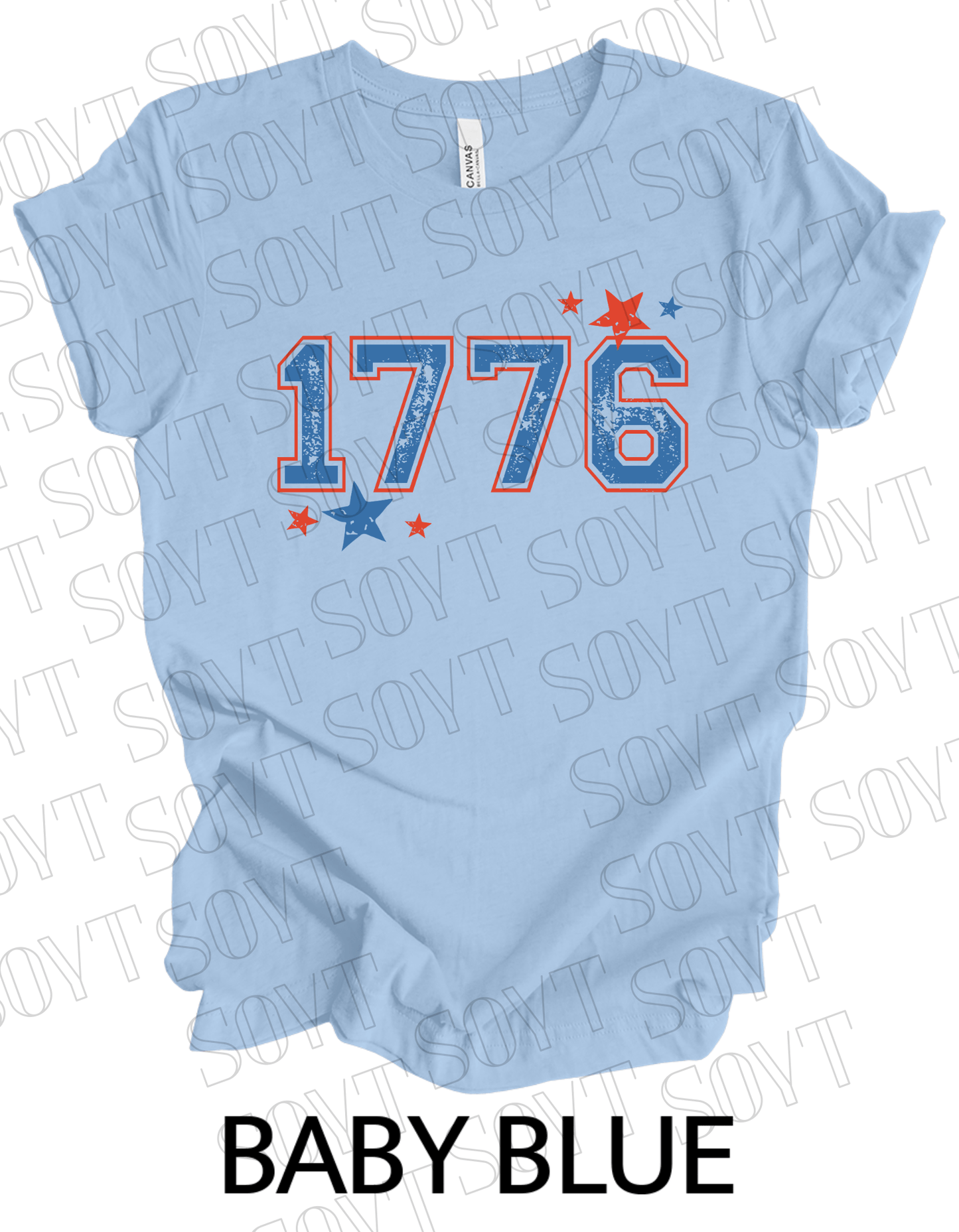 1776 Varsity T-Shirt – Bella+Canvas Minimalist Patriotic Tee - Festive Apparel StoreBaby Blue