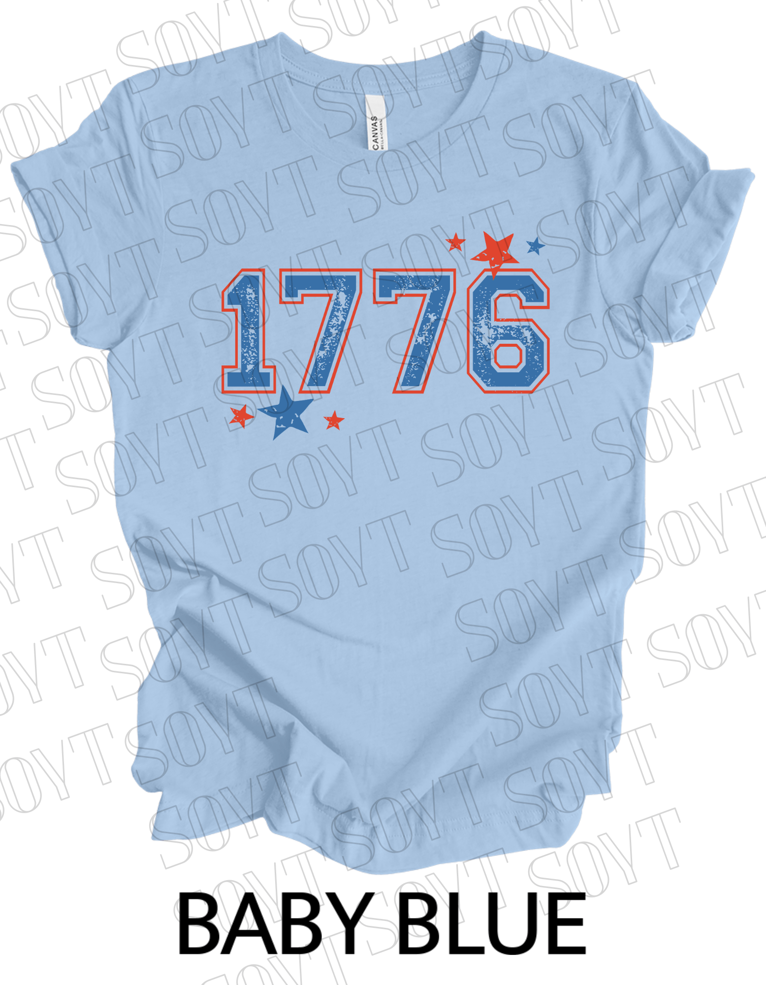 1776 Varsity T-Shirt – Bella+Canvas Minimalist Patriotic Tee - Festive Apparel StoreBaby Blue