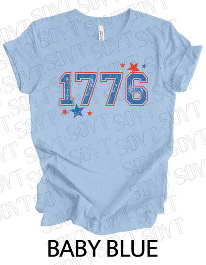 1776 Varsity T-Shirt – Bella+Canvas Minimalist Patriotic Tee - Festive Apparel StoreBaby Blue