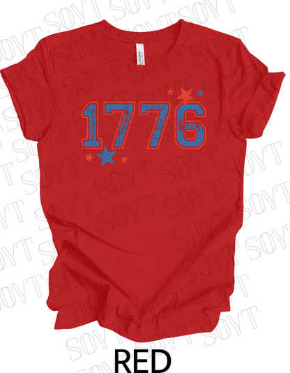1776 Varsity T-Shirt – Bella+Canvas Minimalist Patriotic Tee - Festive Apparel StoreRed