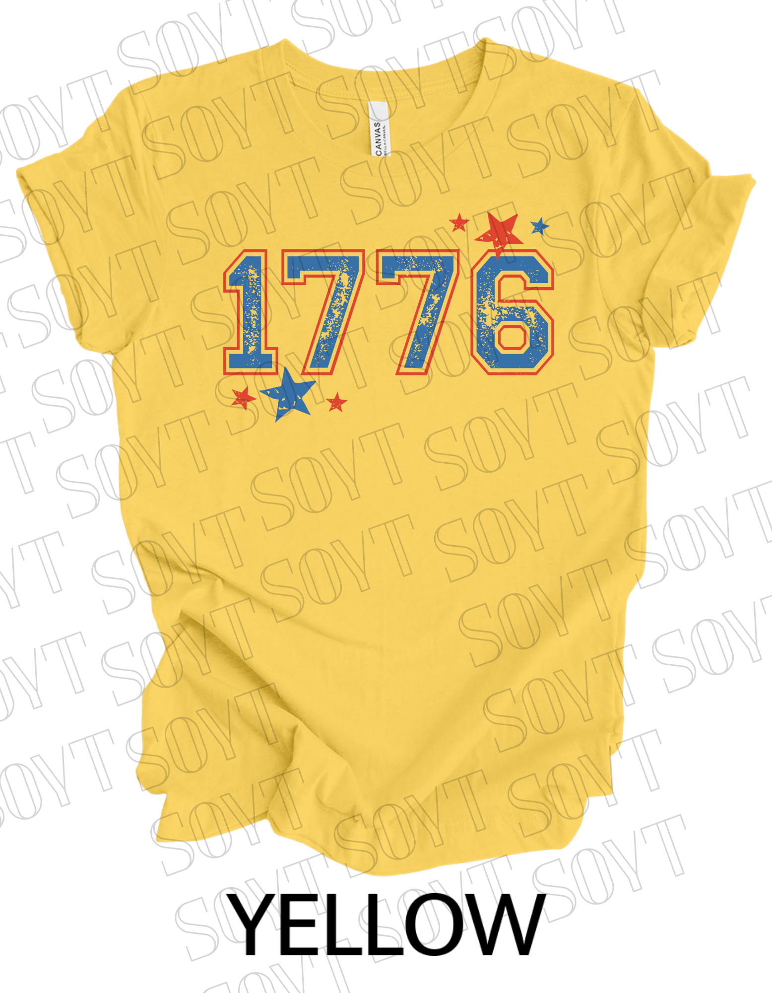 1776 Varsity T-Shirt – Bella+Canvas Minimalist Patriotic Tee - Festive Apparel StoreYellow