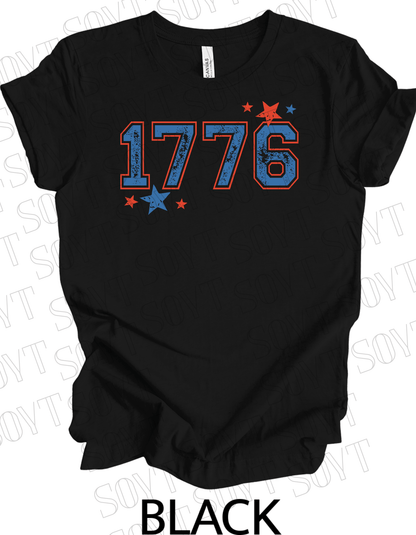 1776 Varsity T-Shirt – Bella+Canvas Minimalist Patriotic Tee - Festive Apparel StoreBlack