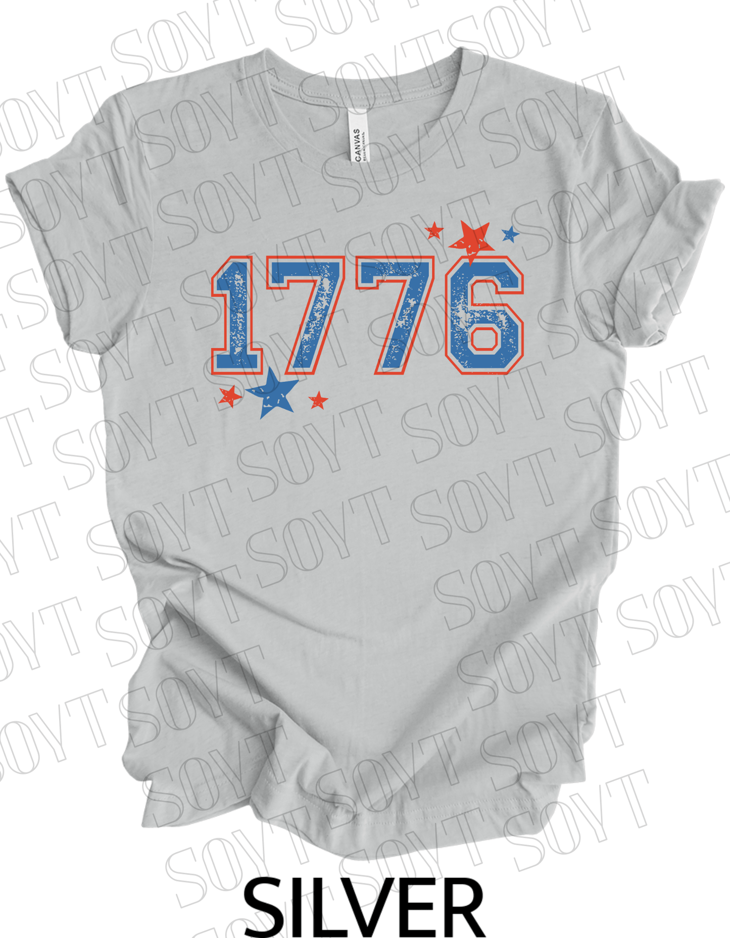 1776 Varsity T-Shirt – Bella+Canvas Minimalist Patriotic Tee - Festive Apparel StoreSilver