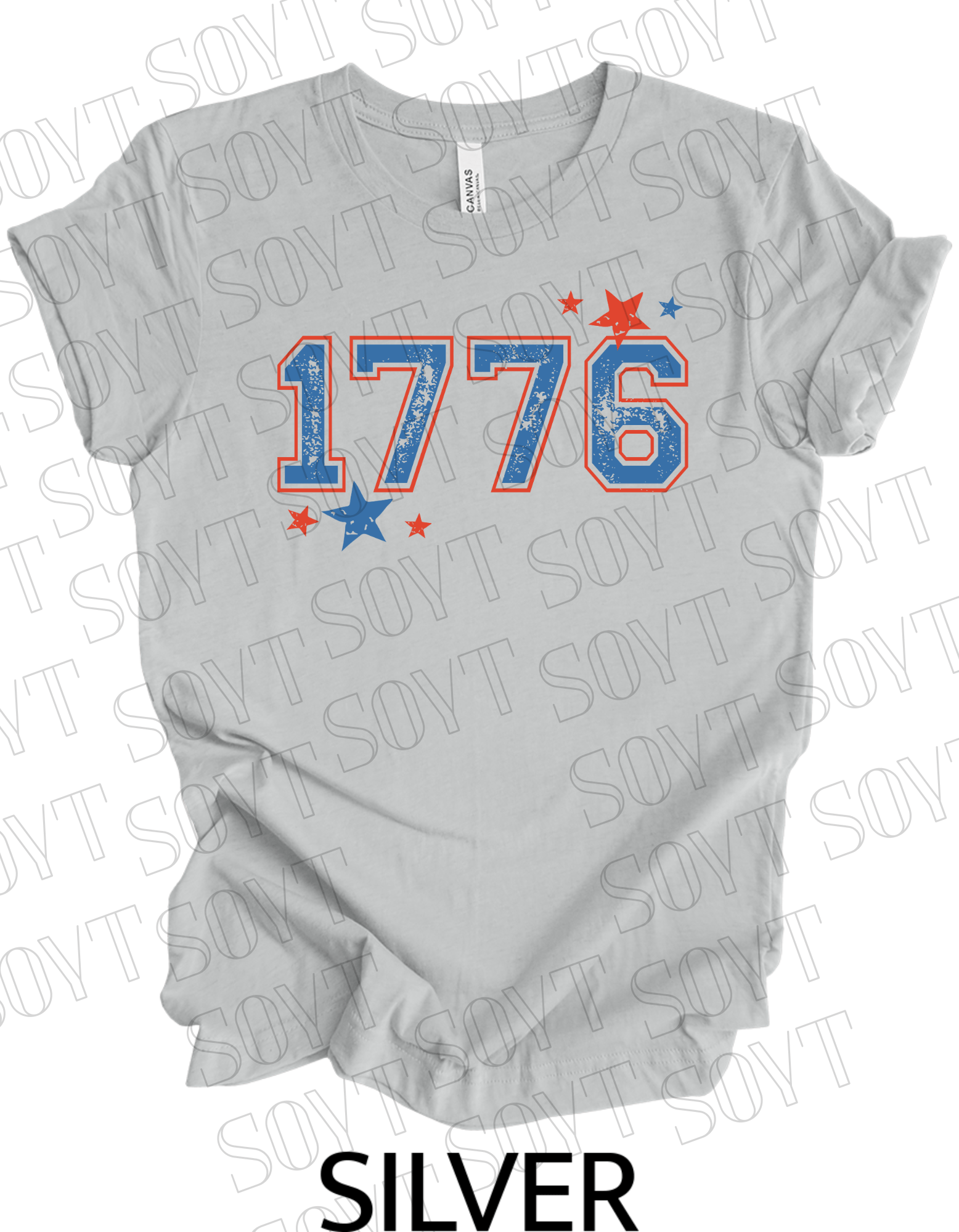 1776 Varsity T-Shirt – Bella+Canvas Minimalist Patriotic Tee - Festive Apparel StoreSilver