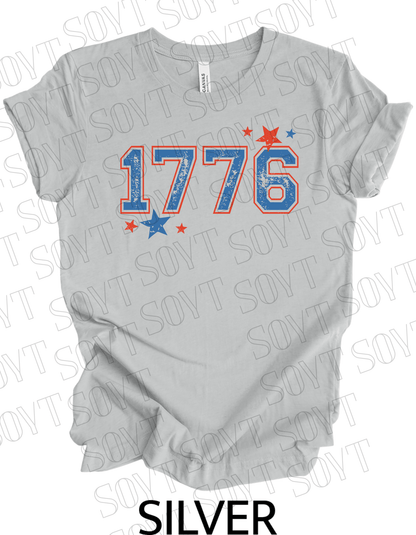 1776 Varsity T-Shirt – Bella+Canvas Minimalist Patriotic Tee - Festive Apparel StoreSilver