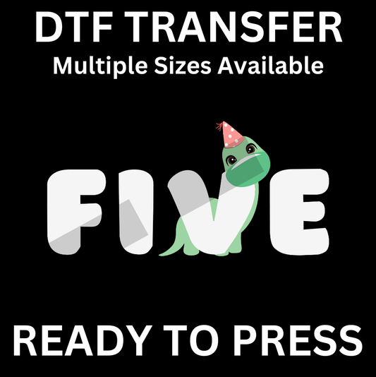 5 Dinosaur Birthday Party Transfer – Fun Iron-On & DTF Design for Celebrations
