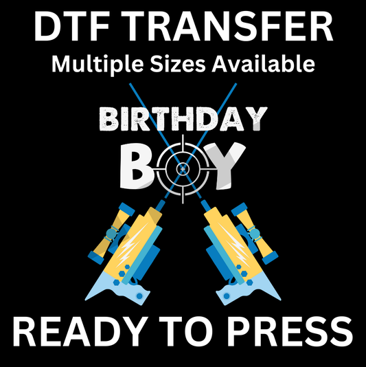 Birthday Boy Guns – Fun & Bold Design, Perfect for Iron-On Transfer & DTF