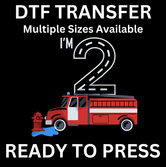 Firetruck 2nd Birthday Party Transfer – Fun Iron-On & DTF Design for Celebrations
