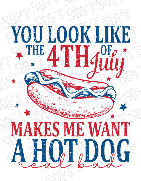 4th of July Hot Dog Quote T-Shirt – Bella+Canvas Funny Patriotic Tee - Festive Apparel StoreRed