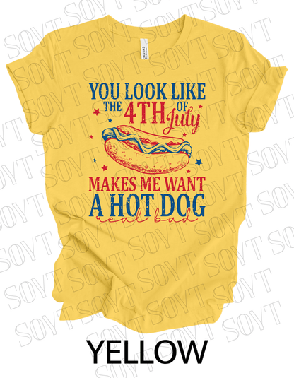 4th of July Hot Dog Quote T-Shirt – Bella+Canvas Funny Patriotic Tee - Festive Apparel StoreYellow