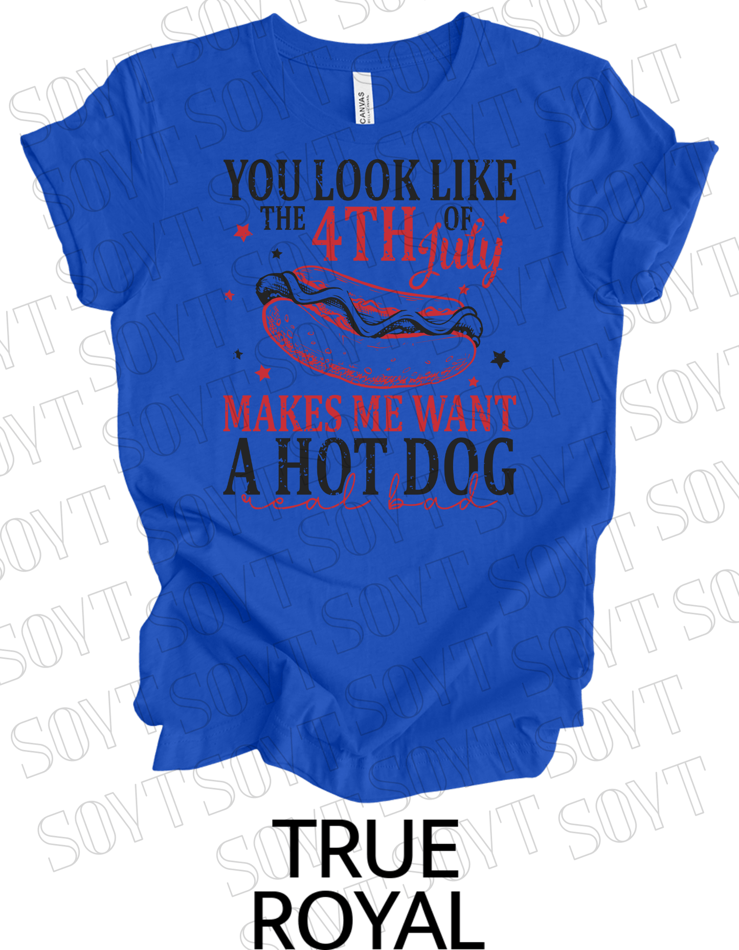 4th of July Hot Dog Quote T-Shirt – Bella+Canvas Funny Patriotic Tee - Festive Apparel StoreRoyal Blue