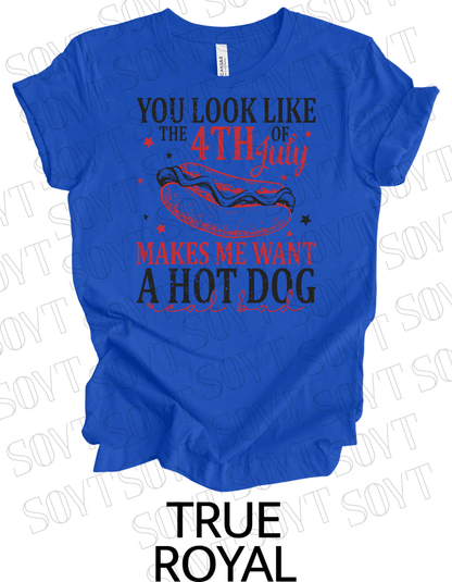 4th of July Hot Dog Quote T-Shirt – Bella+Canvas Funny Patriotic Tee - Festive Apparel StoreRoyal Blue