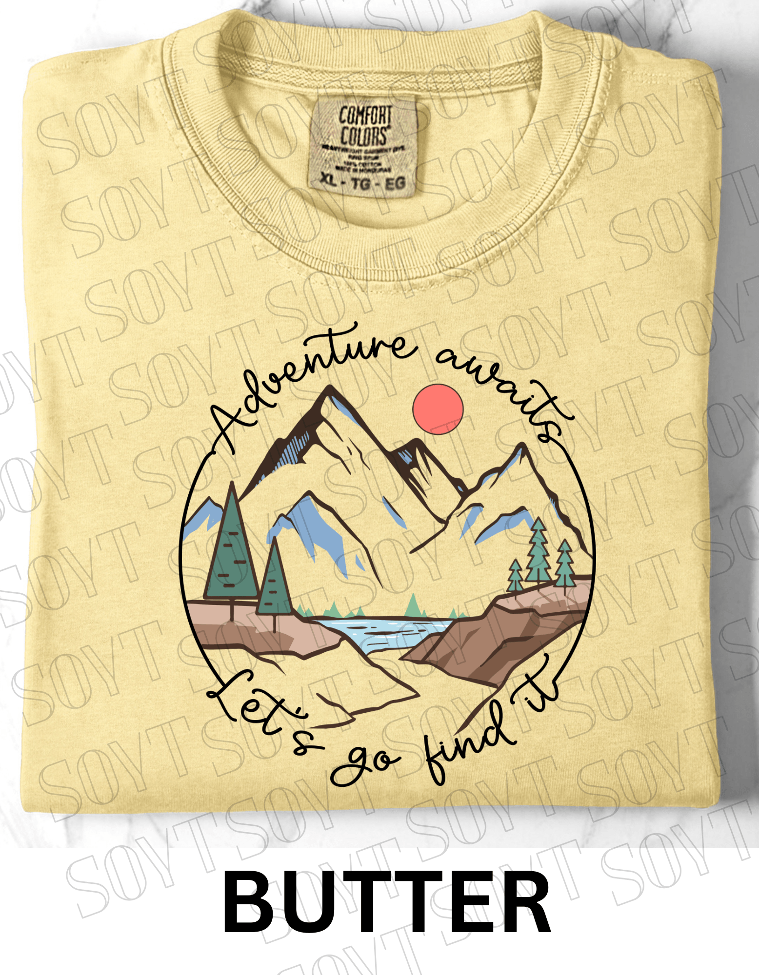 Adventure Awaits T-Shirt – Comfort Colors® Mountain & Hiking Graphic Tee - Festive Apparel StoreButter