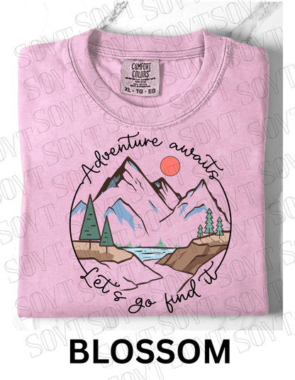 Adventure Awaits T-Shirt – Comfort Colors® Mountain & Hiking Graphic Tee - Festive Apparel StoreBlossom