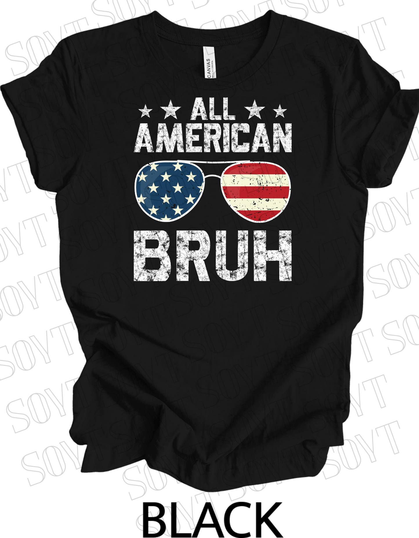 All American Bruh T-Shirt – Funny Patriotic Sunglasses Graphic Tee | Made in USA - Festive Apparel StoreBlack