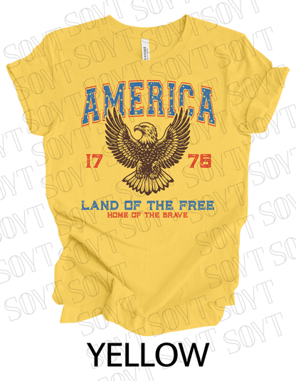 America Eagle 1776 T-Shirt – Bella+Canvas Patriotic Vintage Graphic Tee - Festive Apparel StoreYellow