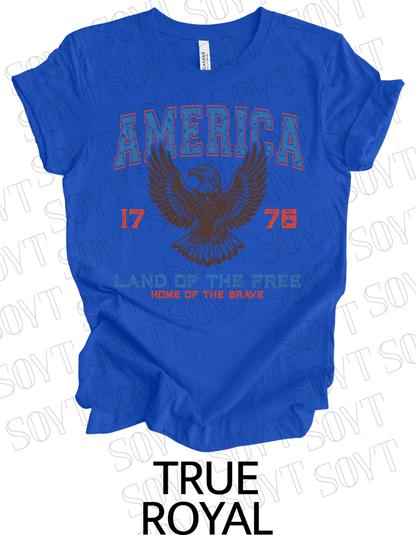 America Eagle 1776 T-Shirt – Bella+Canvas Patriotic Vintage Graphic Tee - Festive Apparel StoreRoyal Blue