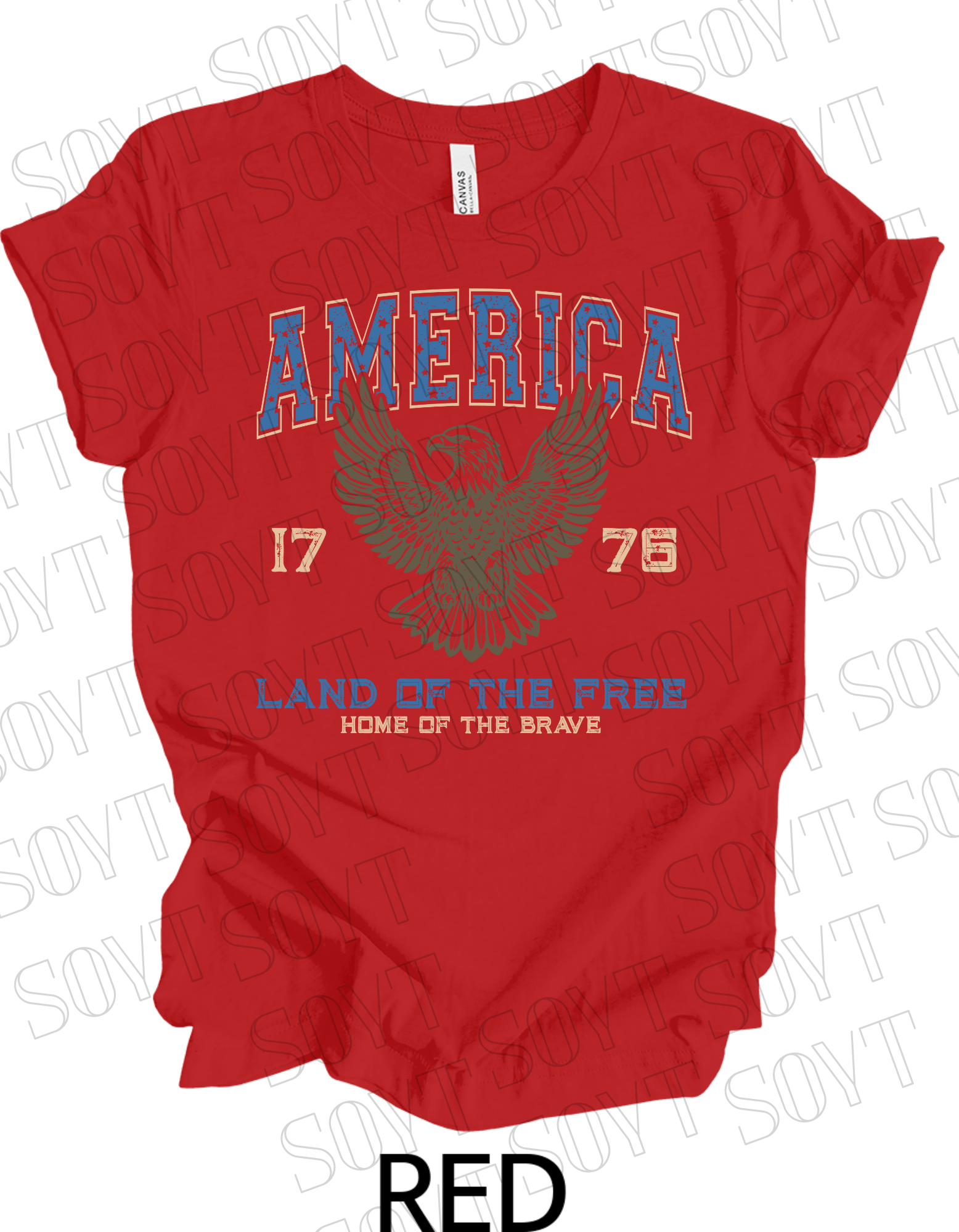 America Eagle 1776 T-Shirt – Bella+Canvas Patriotic Vintage Graphic Tee - Festive Apparel StoreRed