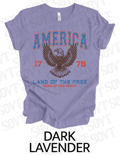 America Eagle 1776 T-Shirt – Bella+Canvas Patriotic Vintage Graphic Tee - Festive Apparel StoreDark Lavender