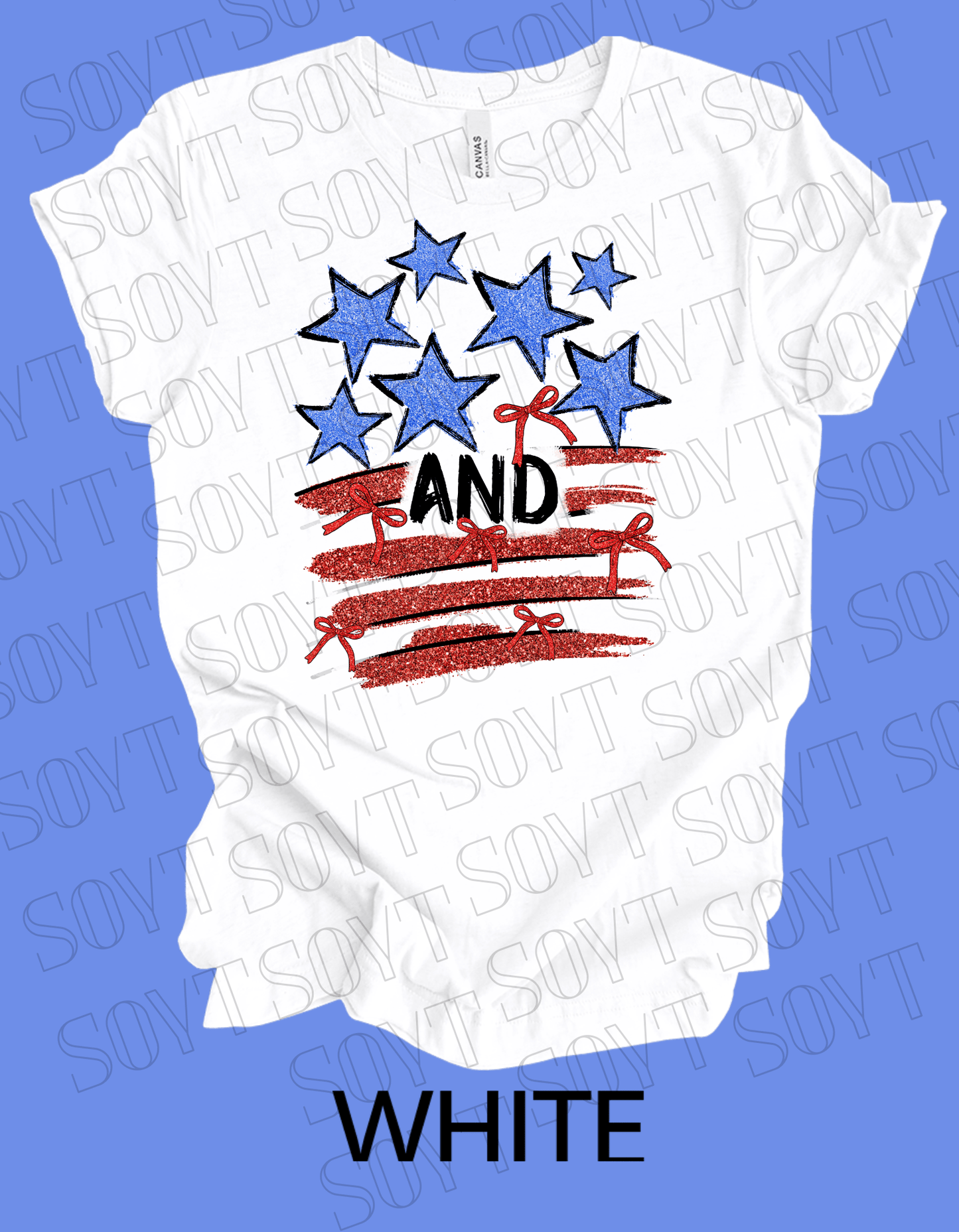 American Glitter Flag T-Shirt – Patriotic Sparkle Tee | Made in USA - Festive Apparel StoreWhite