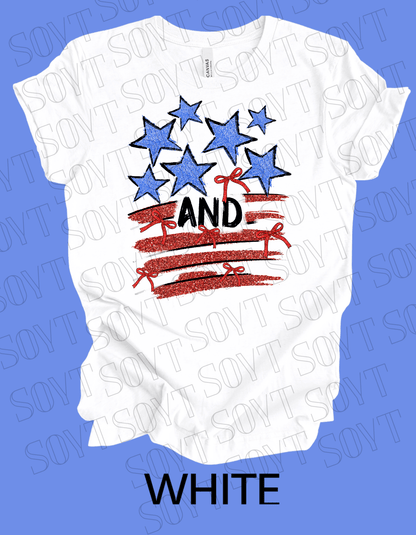 American Glitter Flag T-Shirt – Patriotic Sparkle Tee | Made in USA - Festive Apparel StoreWhite