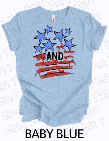 American Glitter Flag T-Shirt – Patriotic Sparkle Tee | Made in USA - Festive Apparel StoreBaby Blue