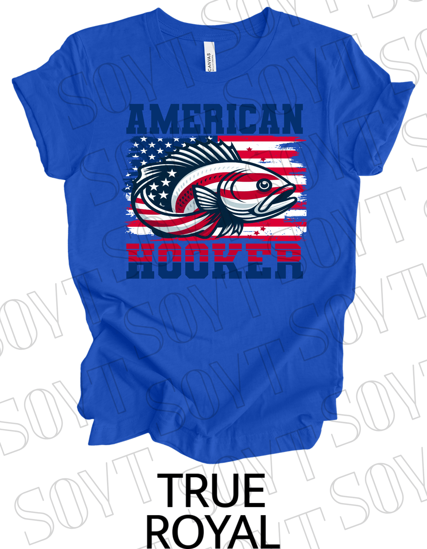 American Hooker Fishing T-Shirt – Bella+Canvas Patriotic Angler Tee - Festive Apparel StoreRoyal Blue