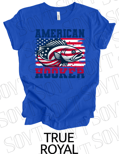 American Hooker Fishing T-Shirt – Bella+Canvas Patriotic Angler Tee - Festive Apparel StoreRoyal Blue