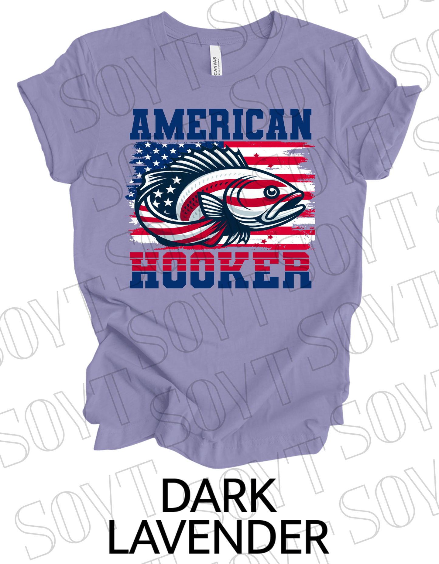 American Hooker Fishing T-Shirt – Bella+Canvas Patriotic Angler Tee - Festive Apparel StoreDark Lavender