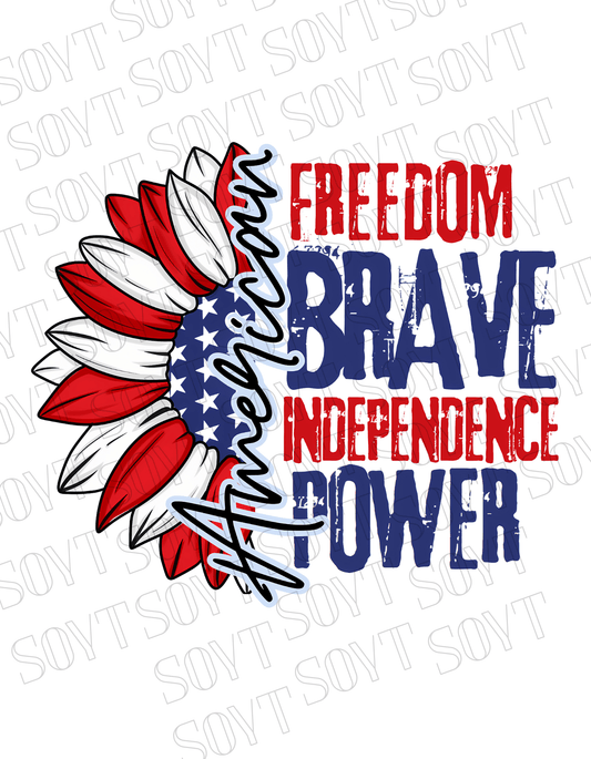 American Sunflower T-Shirt – Freedom, Brave, Independence & Power | Made in USA - Festive Apparel StoreWhite
