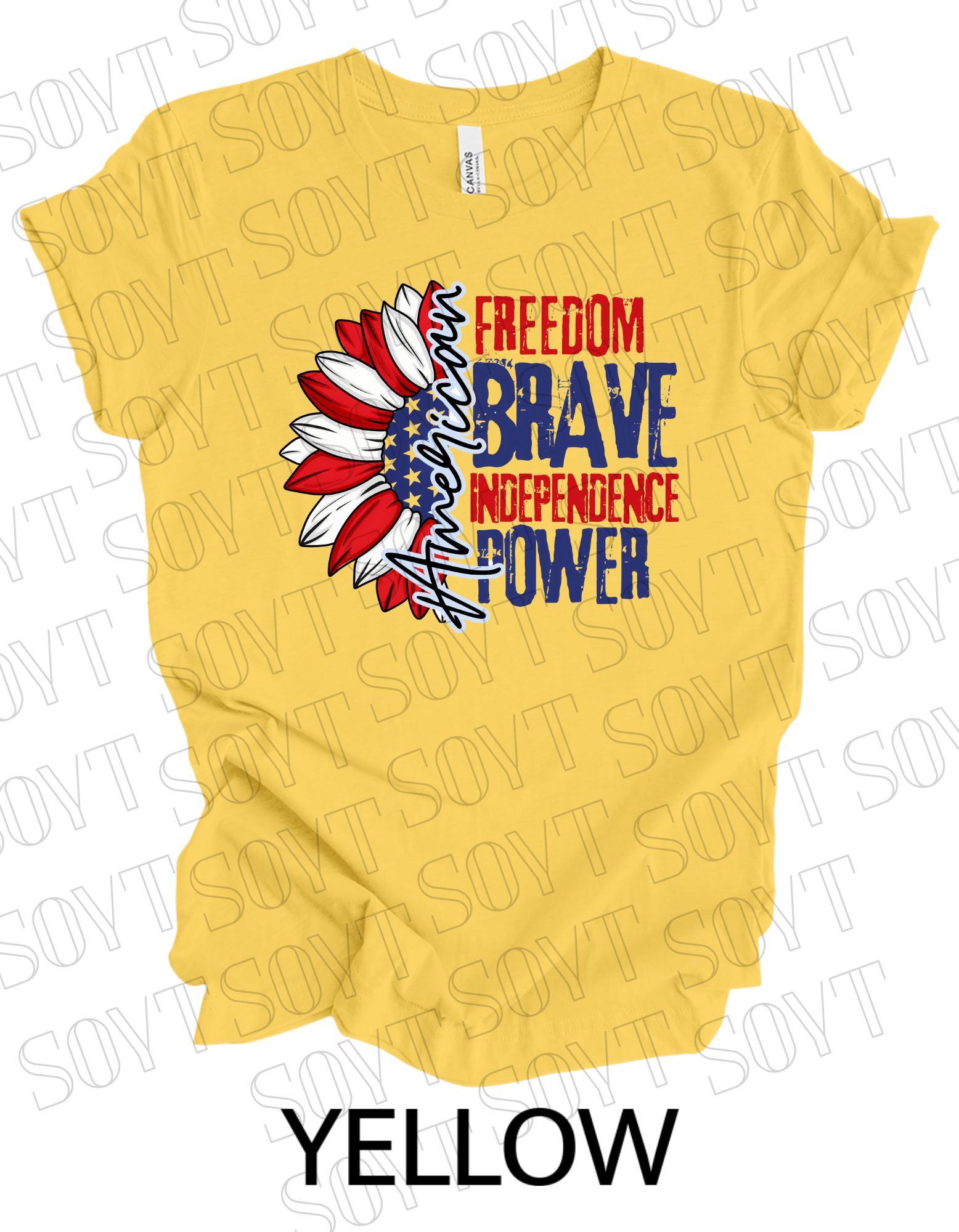 American Sunflower T-Shirt – Freedom, Brave, Independence & Power | Made in USA - Festive Apparel StoreYellow