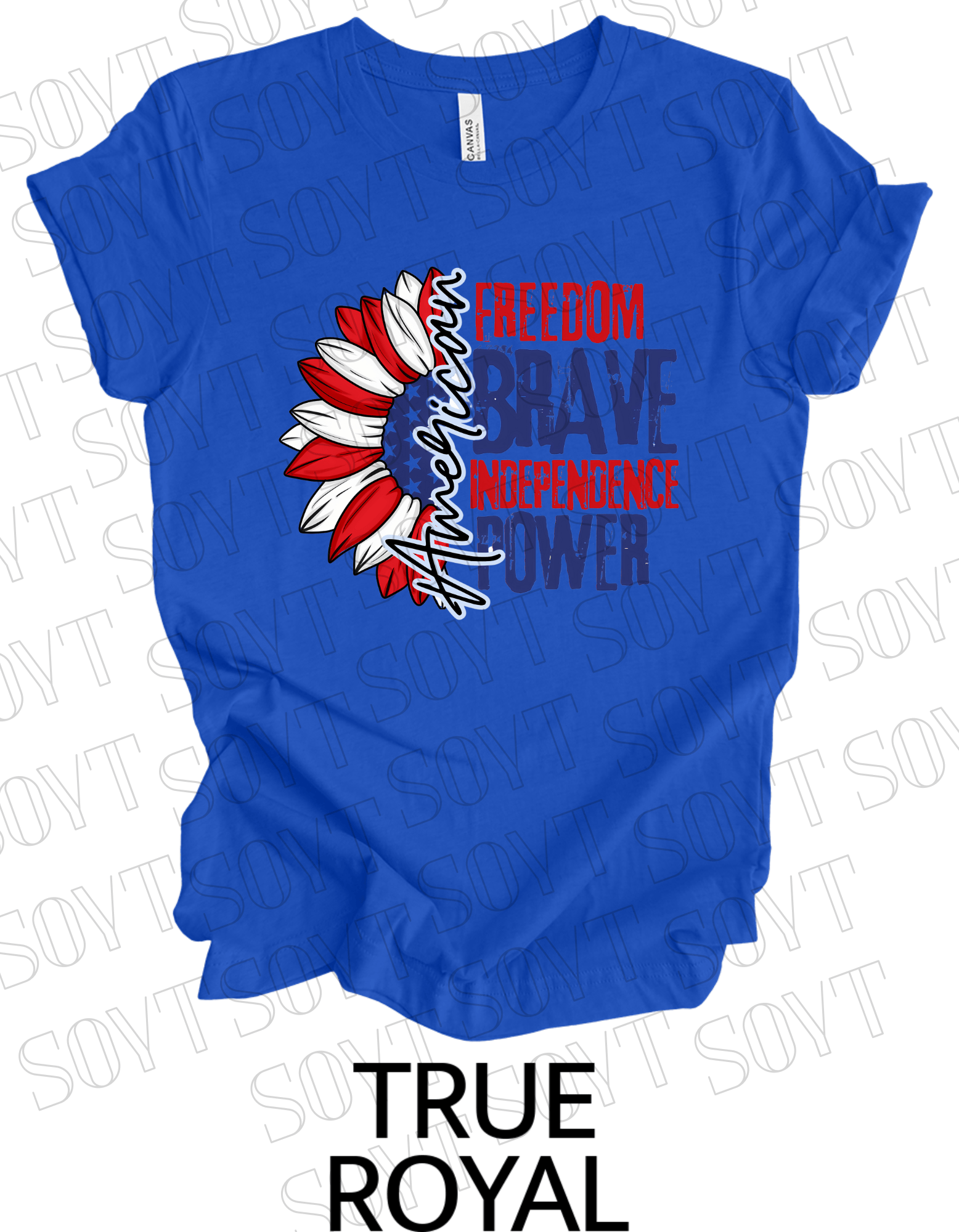 American Sunflower T-Shirt – Freedom, Brave, Independence & Power | Made in USA - Festive Apparel StoreRoyal Blue