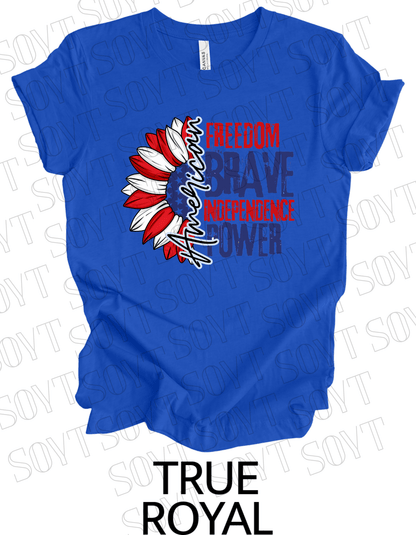 American Sunflower T-Shirt – Freedom, Brave, Independence & Power | Made in USA - Festive Apparel StoreRoyal Blue