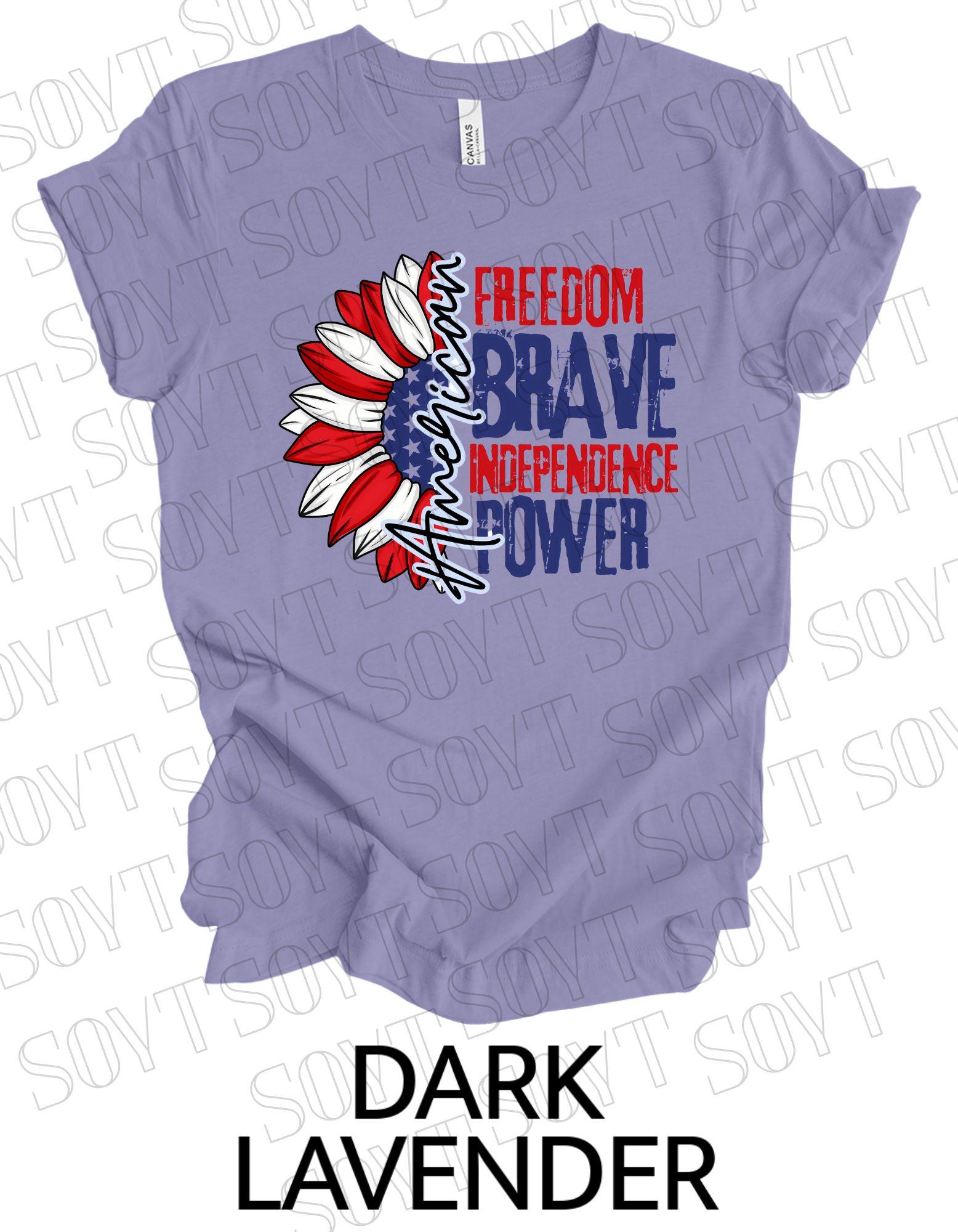 American Sunflower T-Shirt – Freedom, Brave, Independence & Power | Made in USA - Festive Apparel StoreDark Lavender