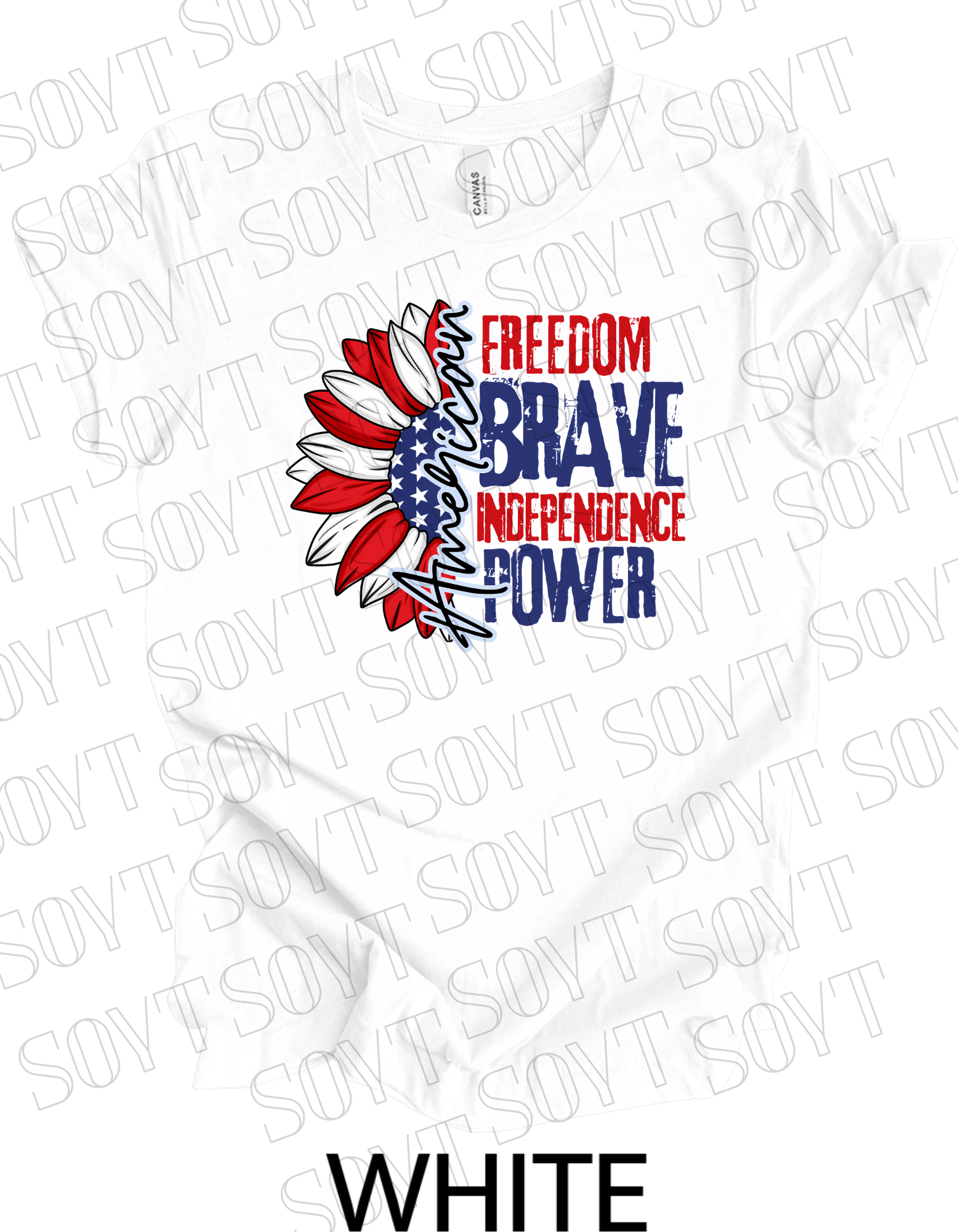 American Sunflower T-Shirt – Freedom, Brave, Independence & Power | Made in USA - Festive Apparel StoreWhite