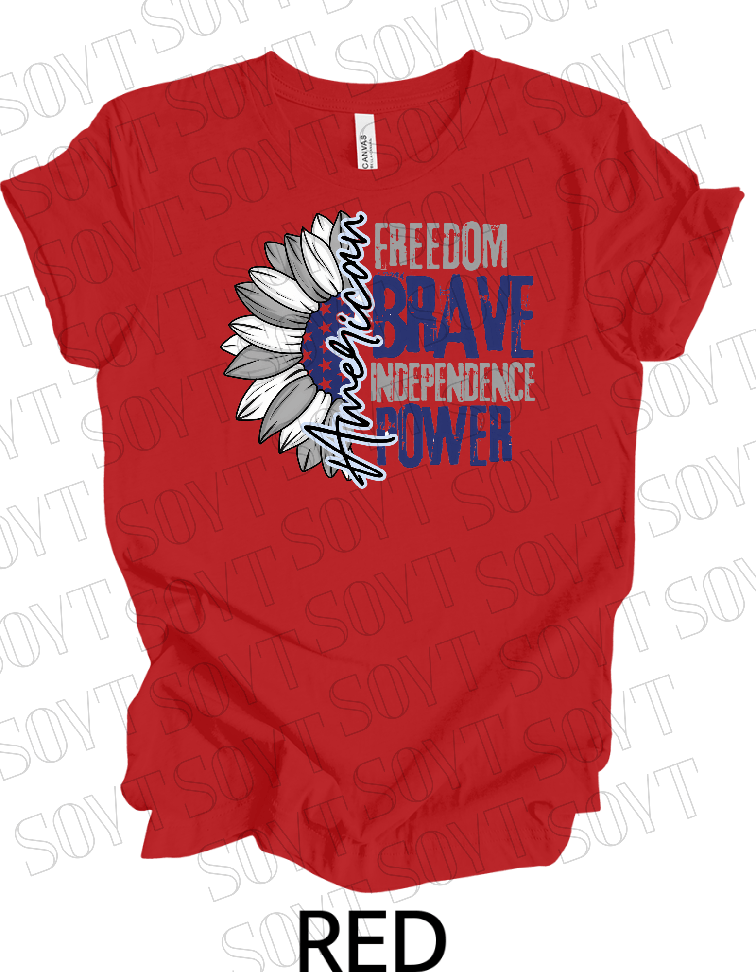 American Sunflower T-Shirt – Freedom, Brave, Independence & Power | Made in USA - Festive Apparel StoreRed