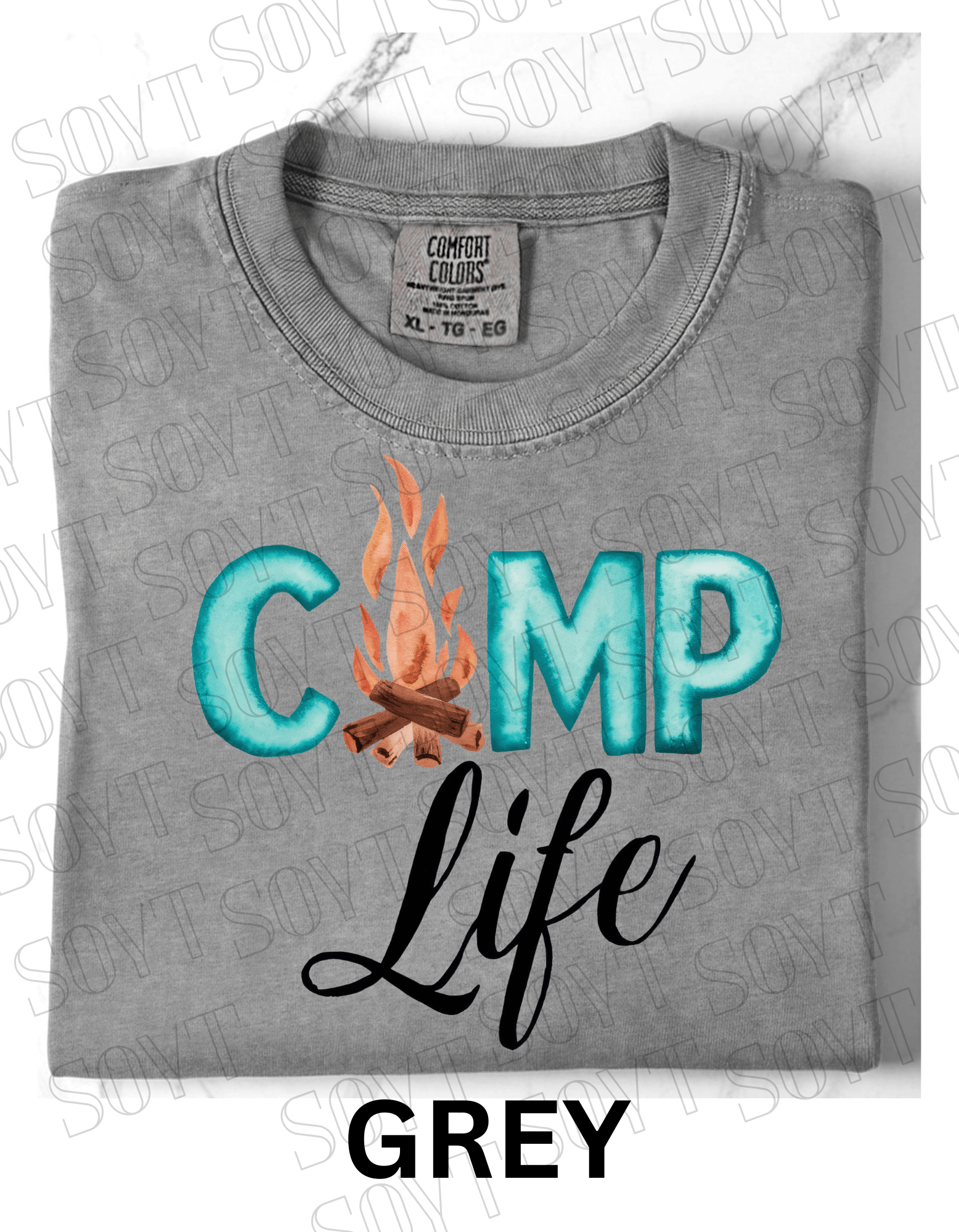 Camp Life Campfire T-Shirt – Rustic Outdoor Living Graphic Tee - Festive Apparel StoreGrey