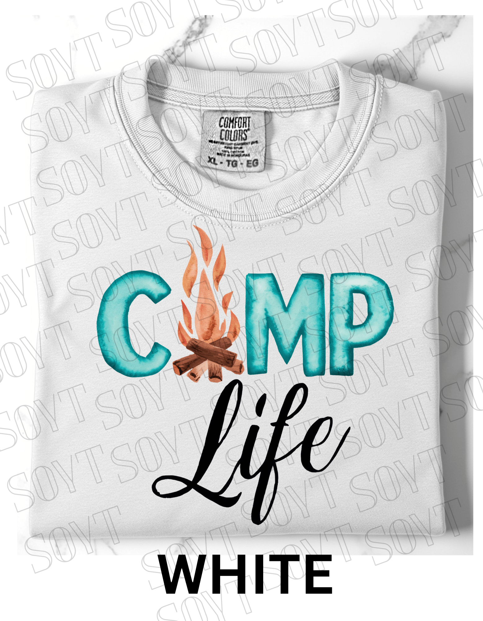 Camp Life Campfire T-Shirt – Rustic Outdoor Living Graphic Tee - Festive Apparel StoreWhite