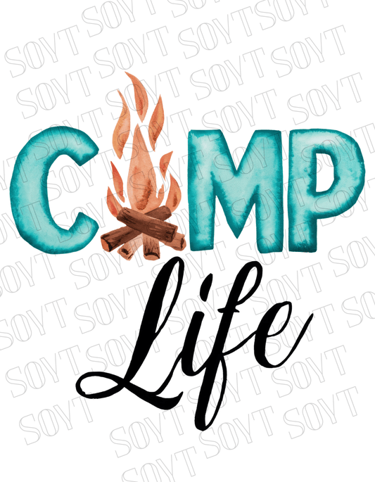 Camp Life Campfire T-Shirt – Rustic Outdoor Living Graphic Tee - Festive Apparel StoreBlack