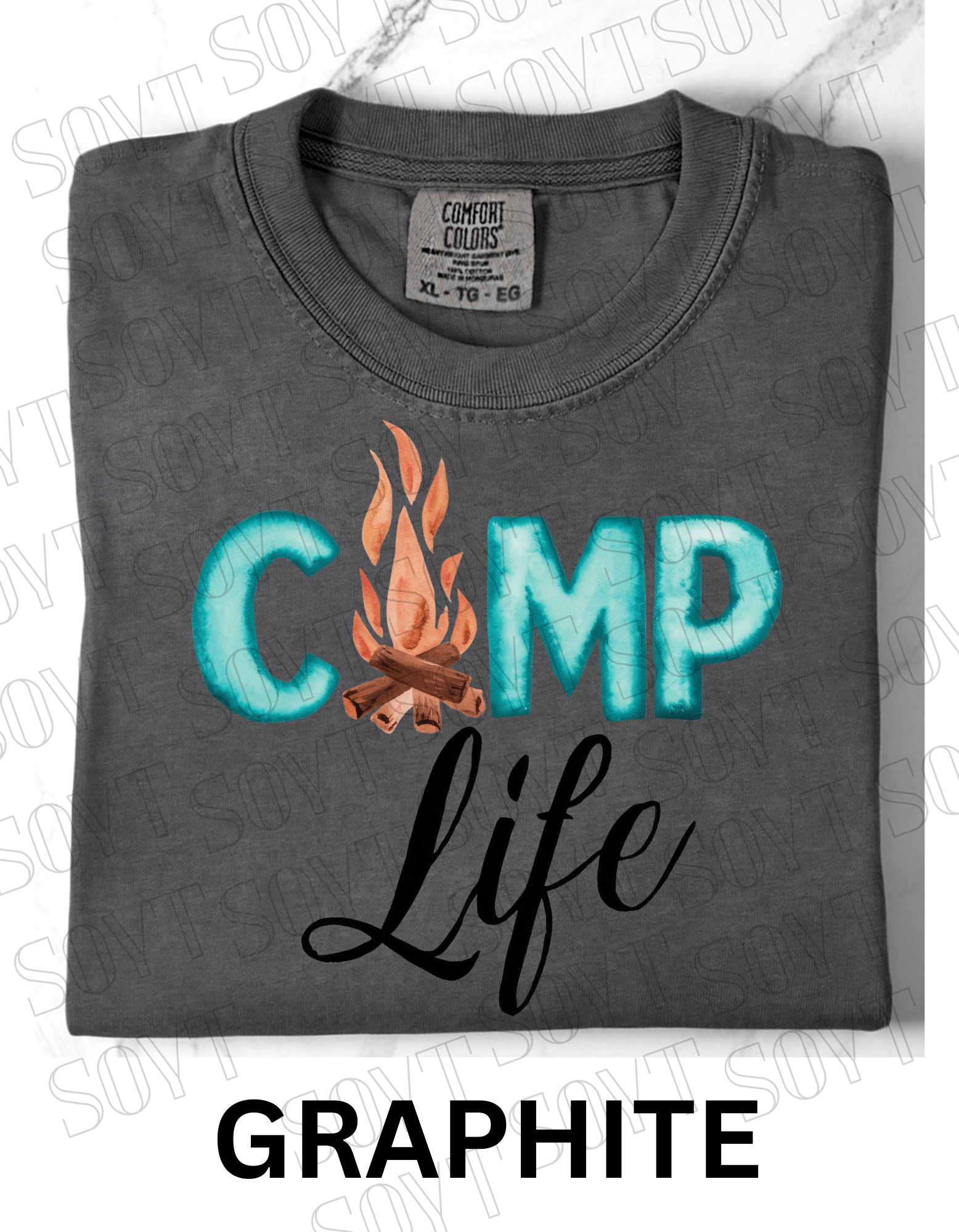 Camp Life Campfire T-Shirt – Rustic Outdoor Living Graphic Tee - Festive Apparel StoreGraphite