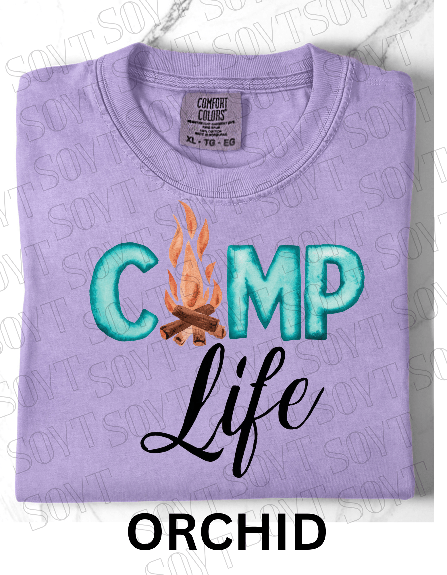 Camp Life Campfire T-Shirt – Rustic Outdoor Living Graphic Tee - Festive Apparel StoreOrchid